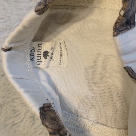 EUC 18-24M Kate Quinn Classic Panda Pants Crab 🦀 Raw Edge Cotton White Brown - Picture 3 of 4